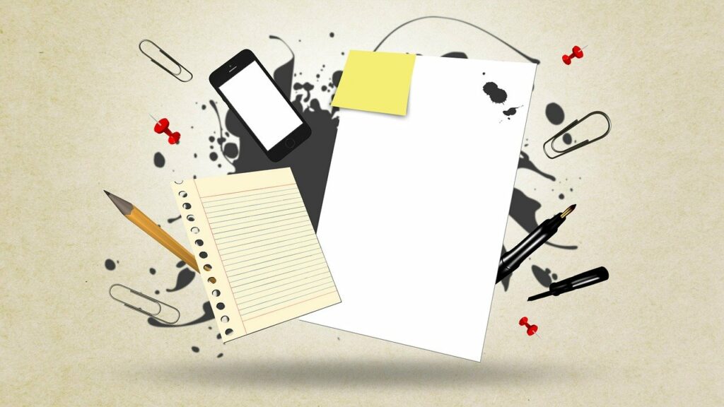 notes paper pen pencil for writing