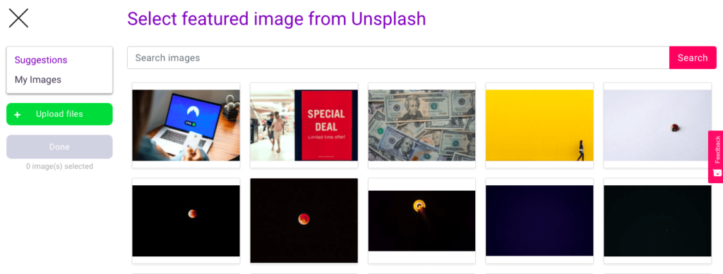 Image Finder Bramework blog builder