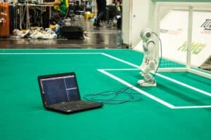 ai writer connected to laptop