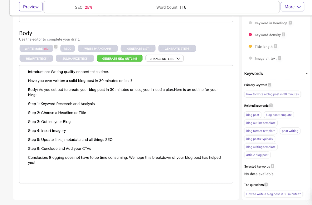 Bramework AI blog outline tool