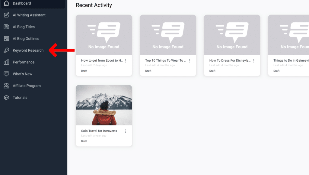 2nd Step_ Select Keyword Research Tab on Bramework.