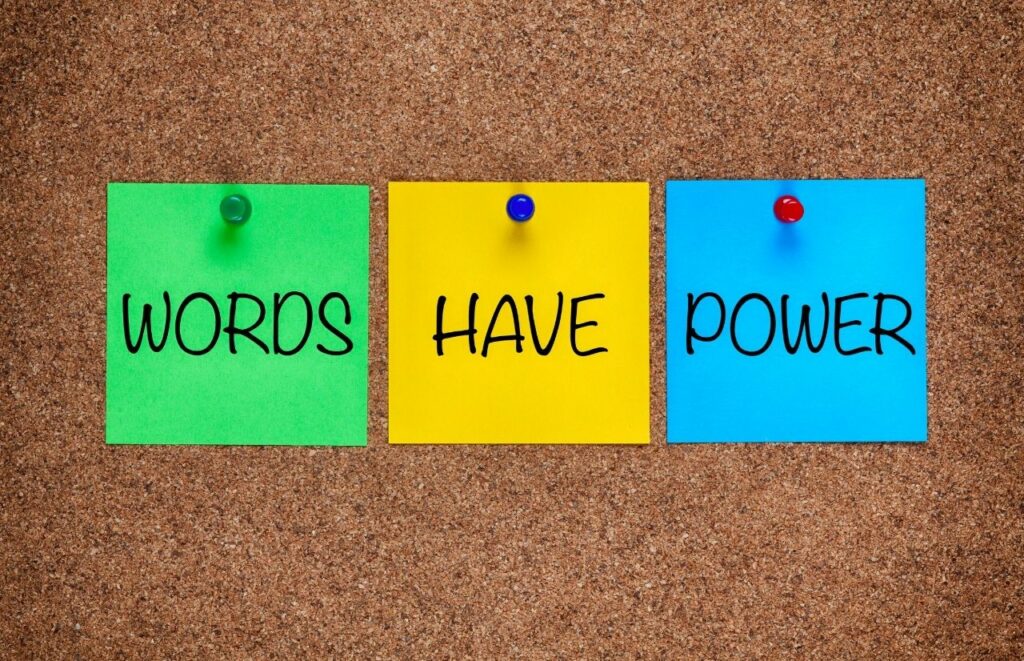 Powerful Words List with Words Have Power on Posted Notes