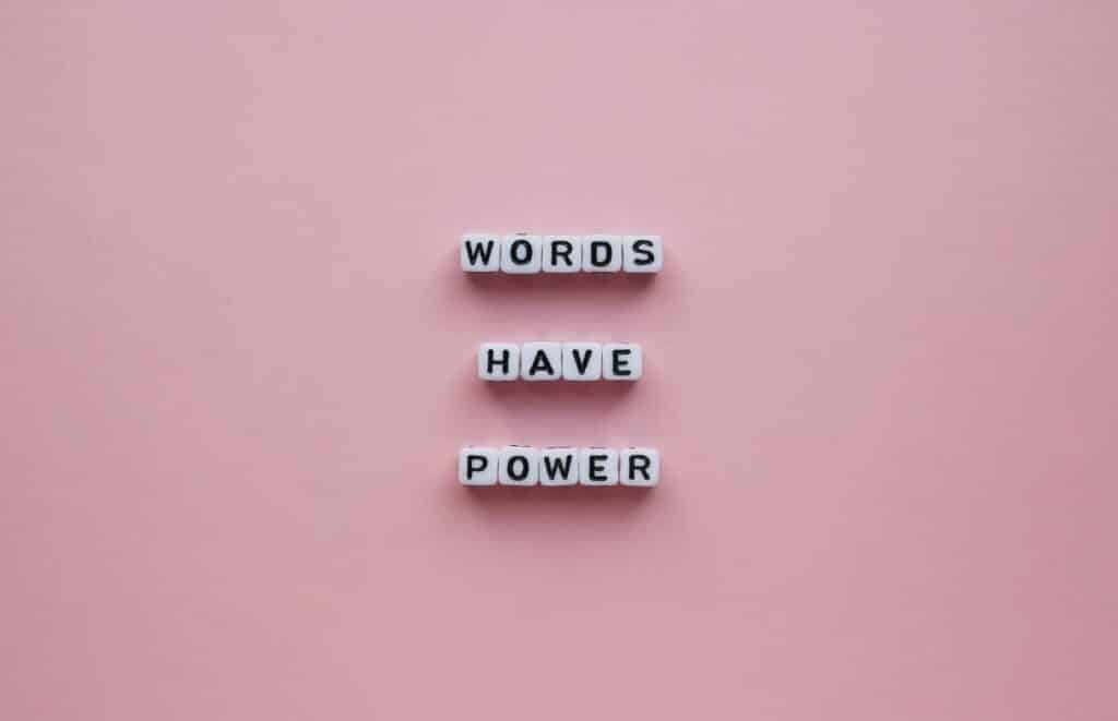 Words have Power written on pink background