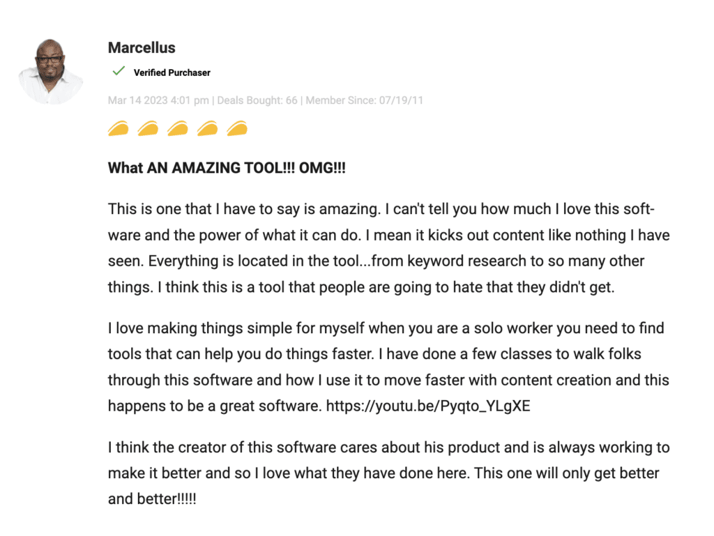 Bramework amazing customer review featuring keyword research to so many other and is one of the best AI writers in the market today