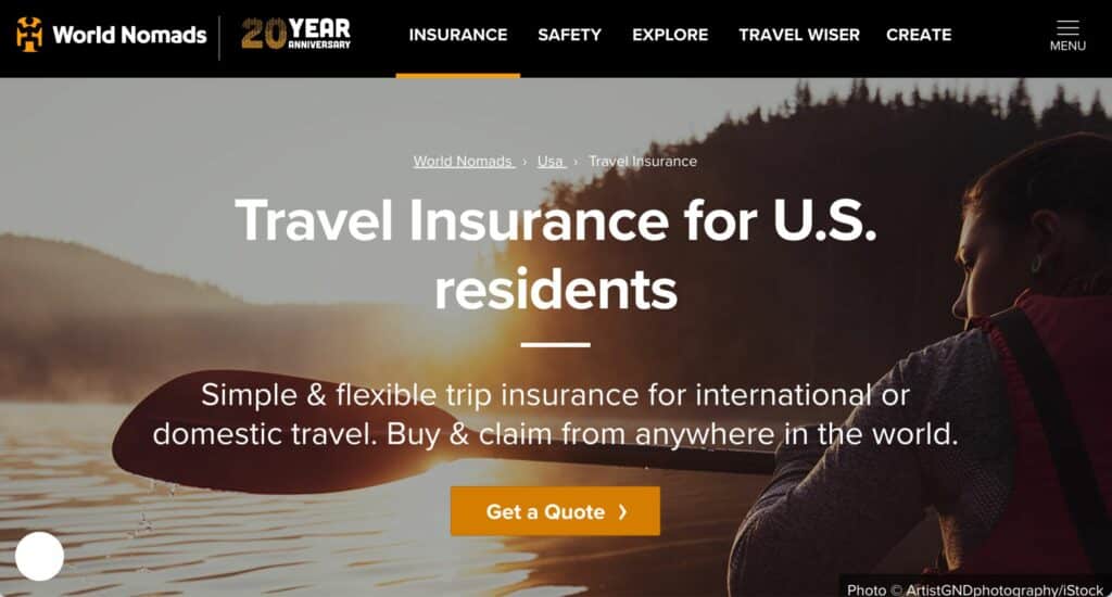Screenshot of World Nomads website. Keep reading to learn about the best insurance affiliate marketing programs available for bloggers and content marketers. 