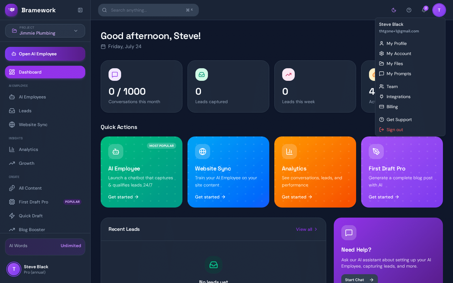 Open the account menu