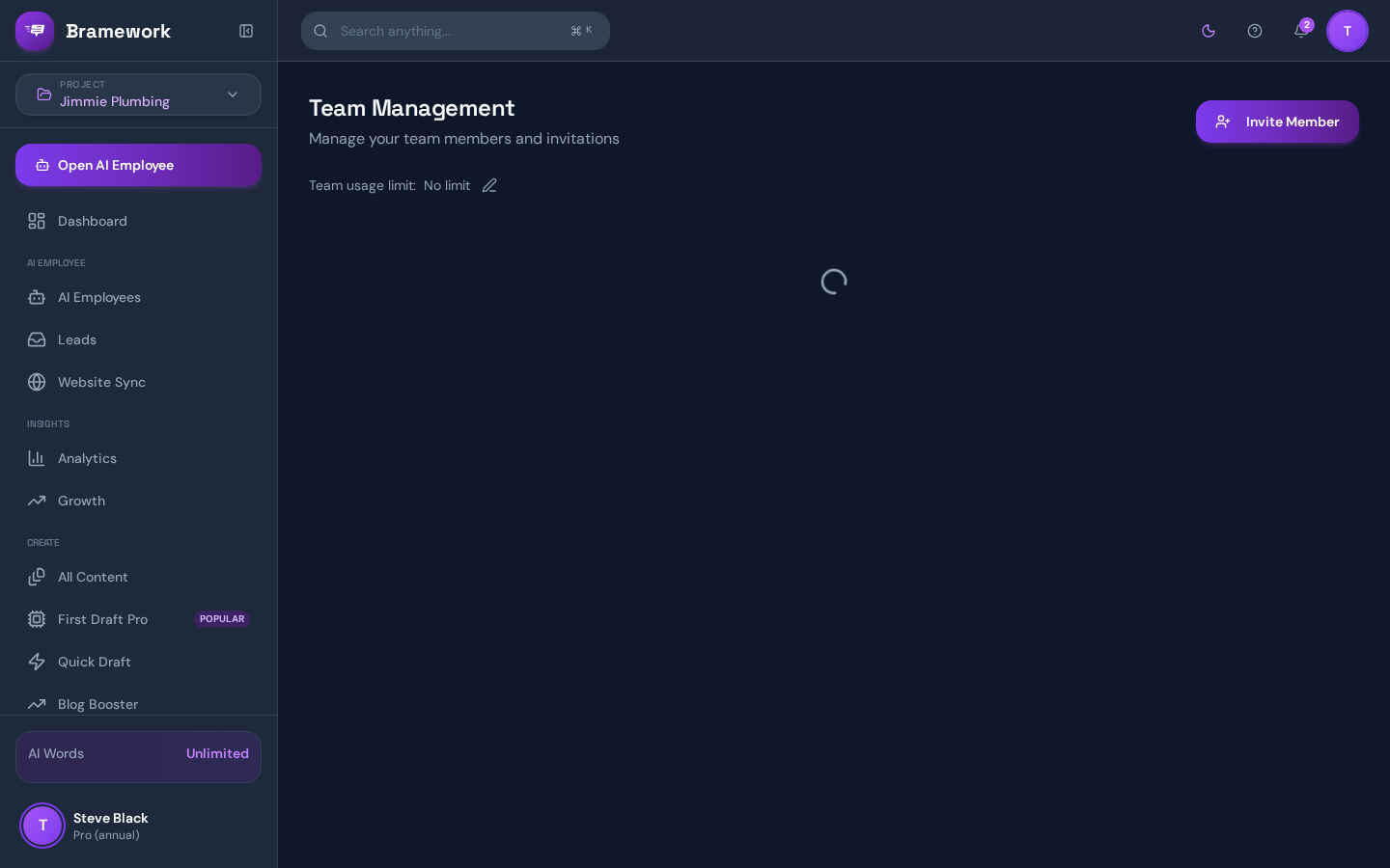 Navigate to Team settings