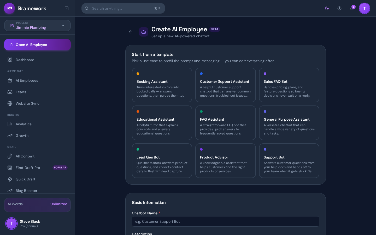 Create a new chatbot