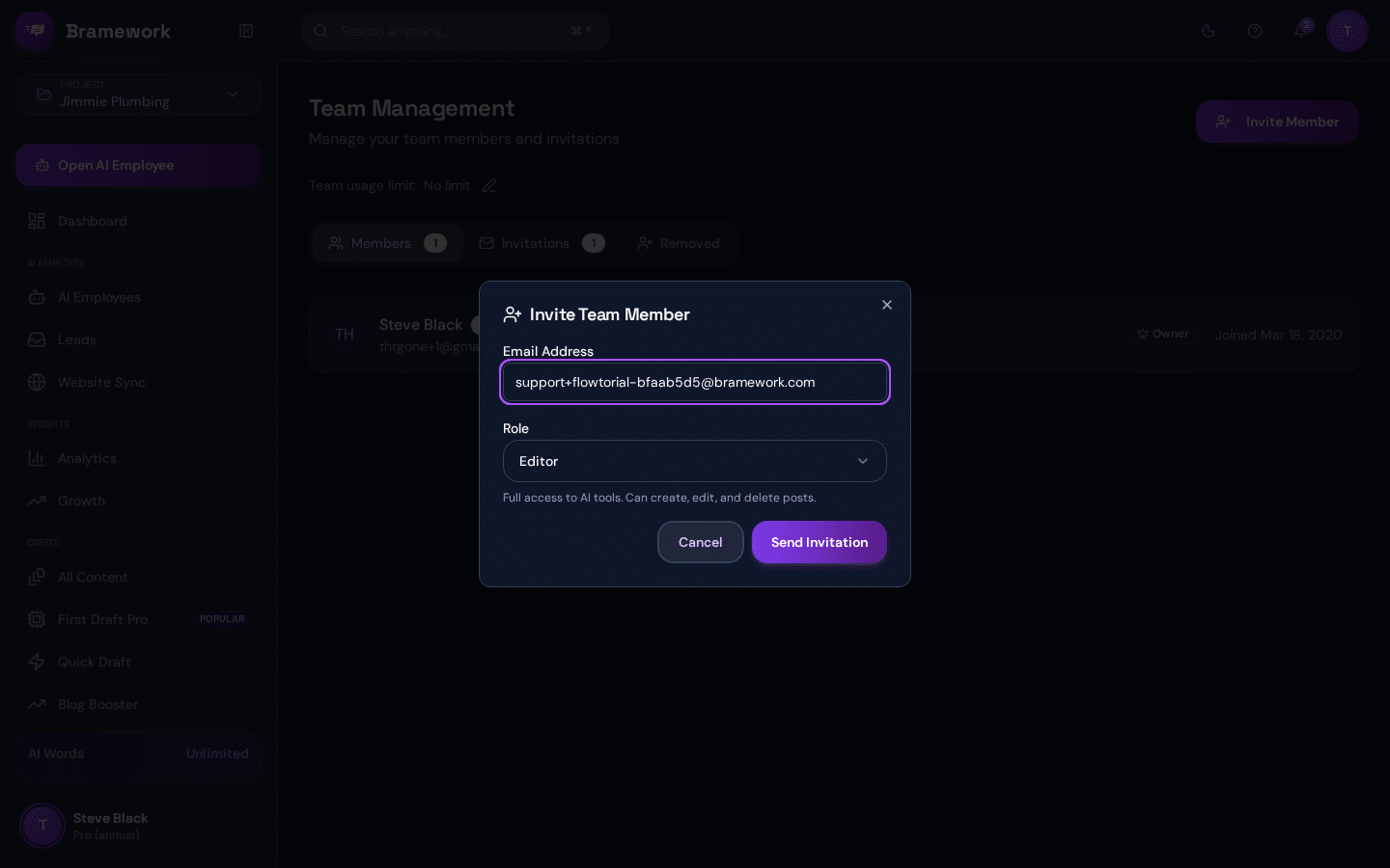 Enter the email address